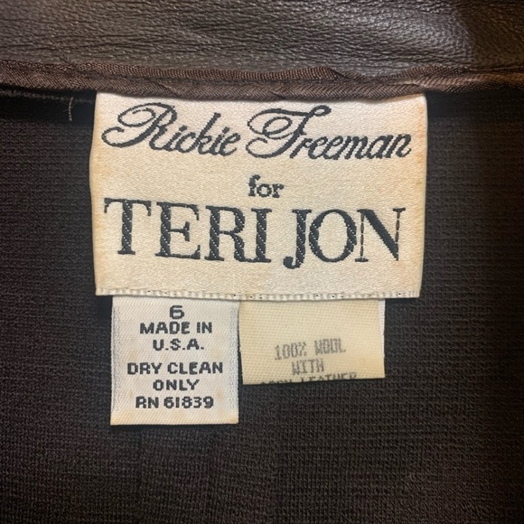 Teri Jon Vintage black Wool/leather jacket, size 6/8 - Picture 2 of 8